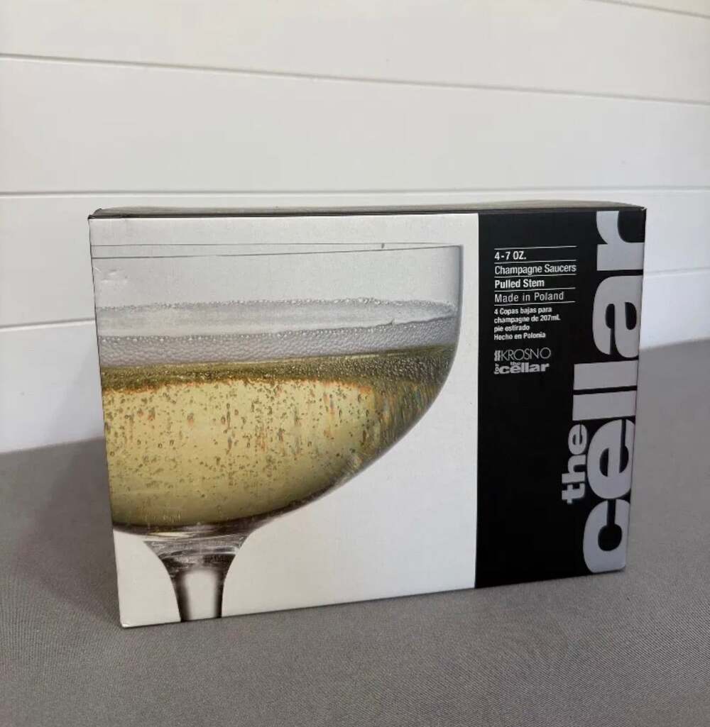 Set of 4 Krosno Icellar Champagne Saucers. New in box.